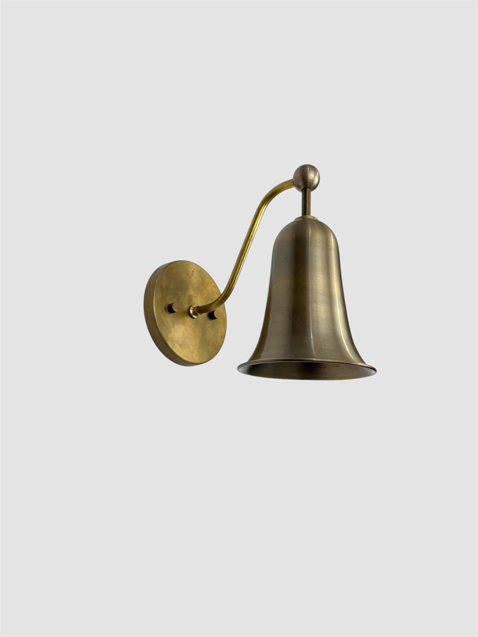 Solid Brass Bell-Shaped Wall Sconce | Antique Brass Lighting Fixture | Modern Mid-Century Bedside Light
