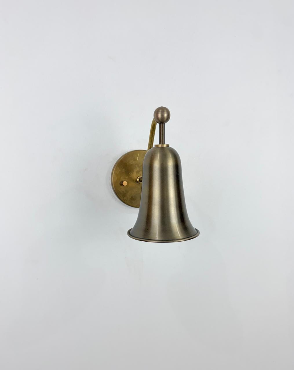 Solid Brass Bell-Shaped Wall Sconce | Antique Brass Lighting Fixture | Modern Mid-Century Bedside Light