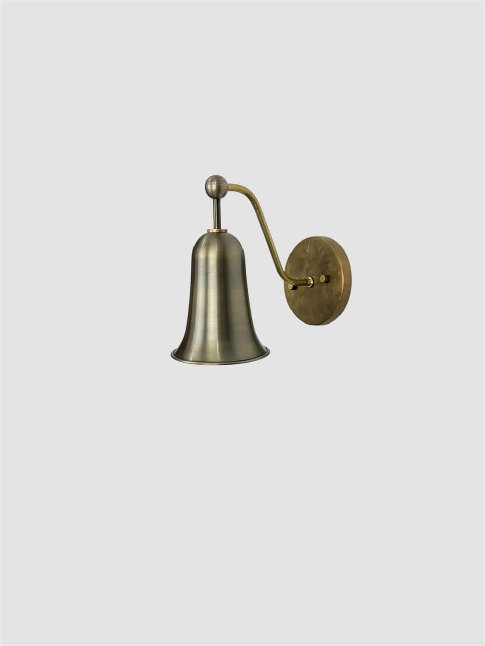 Solid Brass Bell-Shaped Wall Sconce | Antique Brass Lighting Fixture | Modern Mid-Century Bedside Light