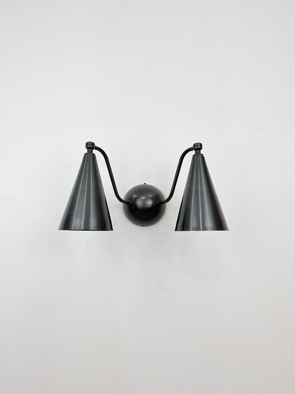 Double Cone Brass Wall Sconce | Handmade Mid-Century Modern Wall Light | Elegant Bedroom Lamp