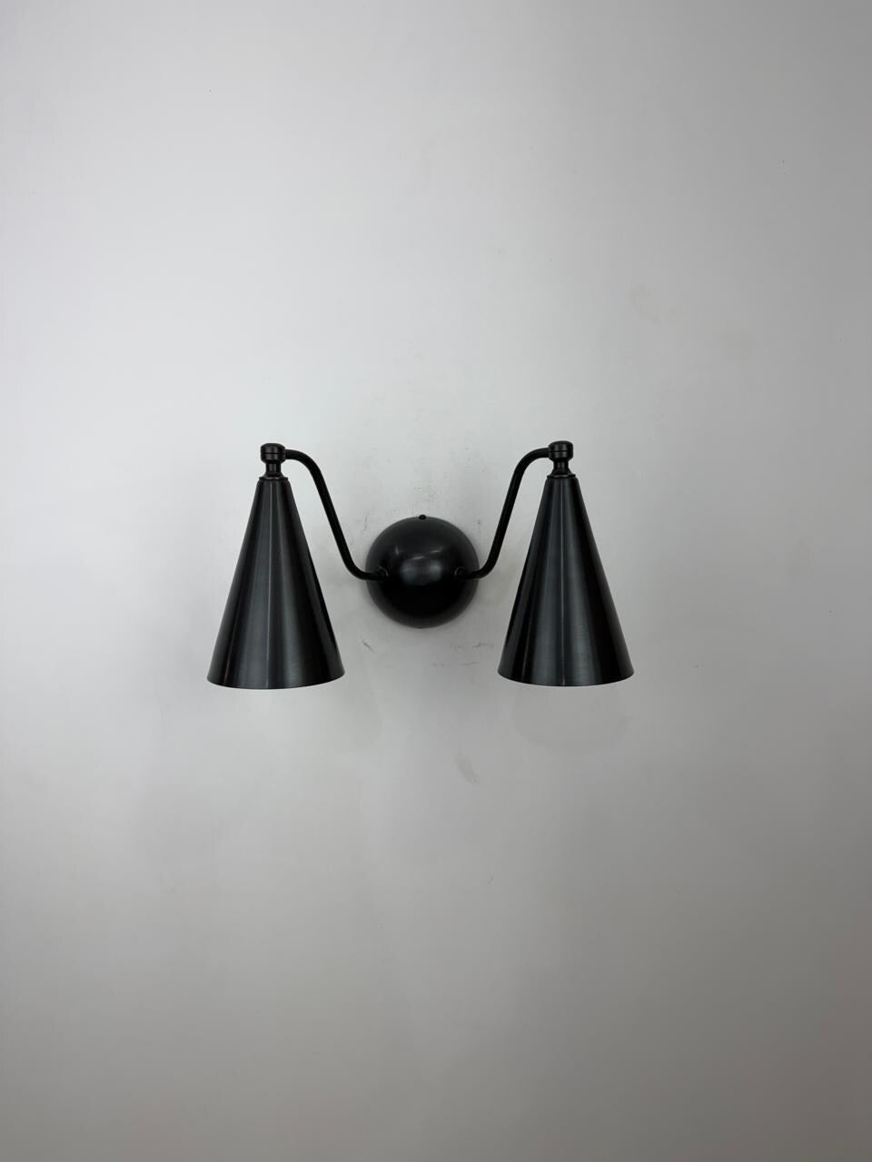 Double Cone Brass Wall Sconce | Handmade Mid-Century Modern Wall Light | Elegant Bedroom Lamp