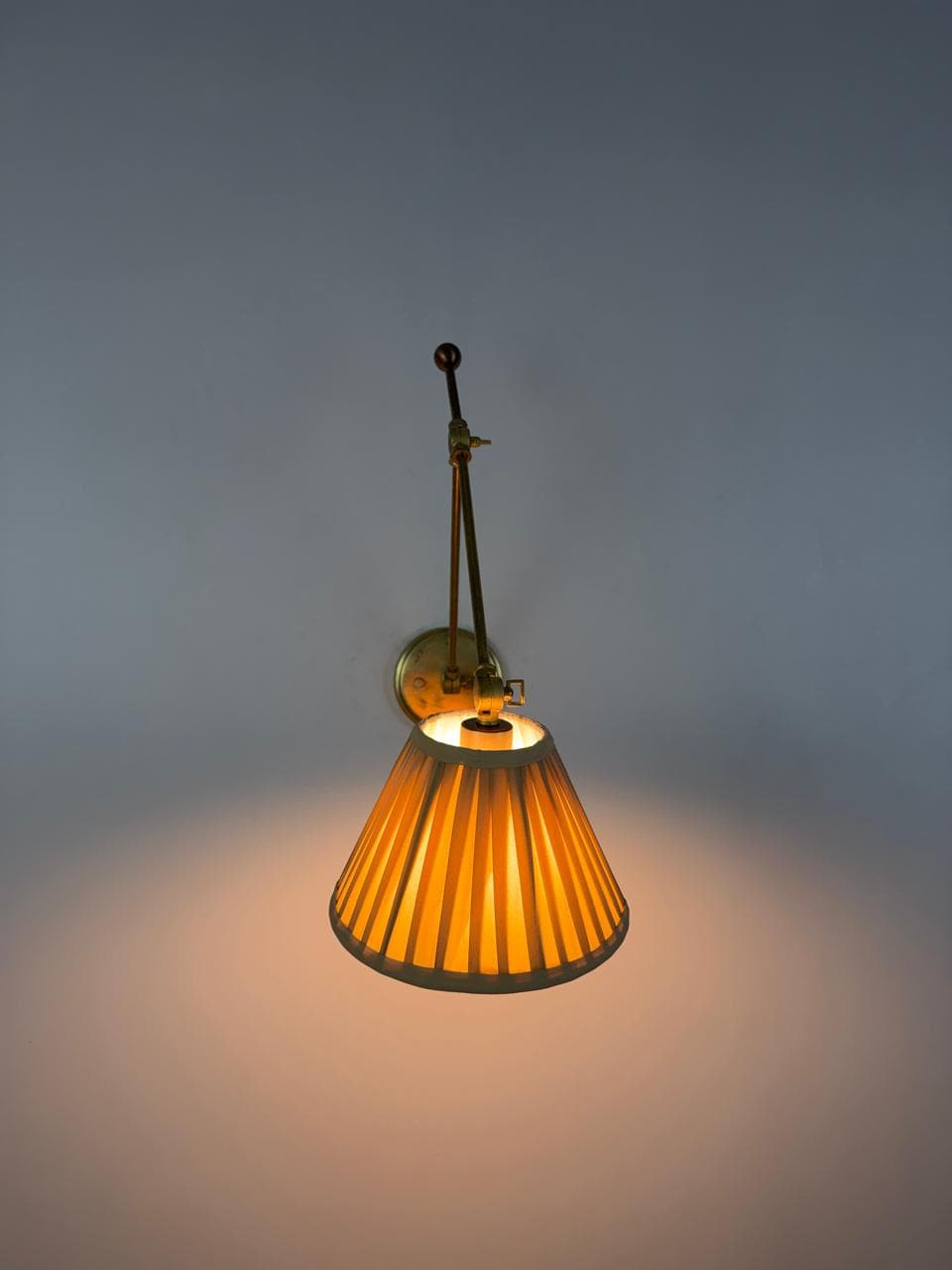 Adjustable Handmade Brass Wall Sconce with Pleated Shade – Classic Vintage Wall Ligh
