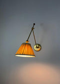 Adjustable Handmade Brass Wall Sconce with Pleated Shade – Classic Vintage Wall Ligh