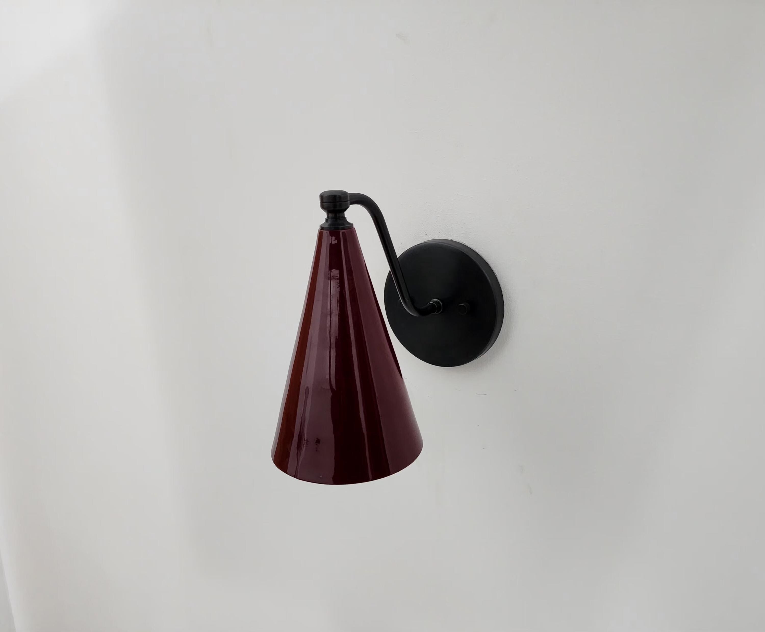 Handcrafted Brass Wall Sconce with Cone Shade | Vintage Accent Wall Light