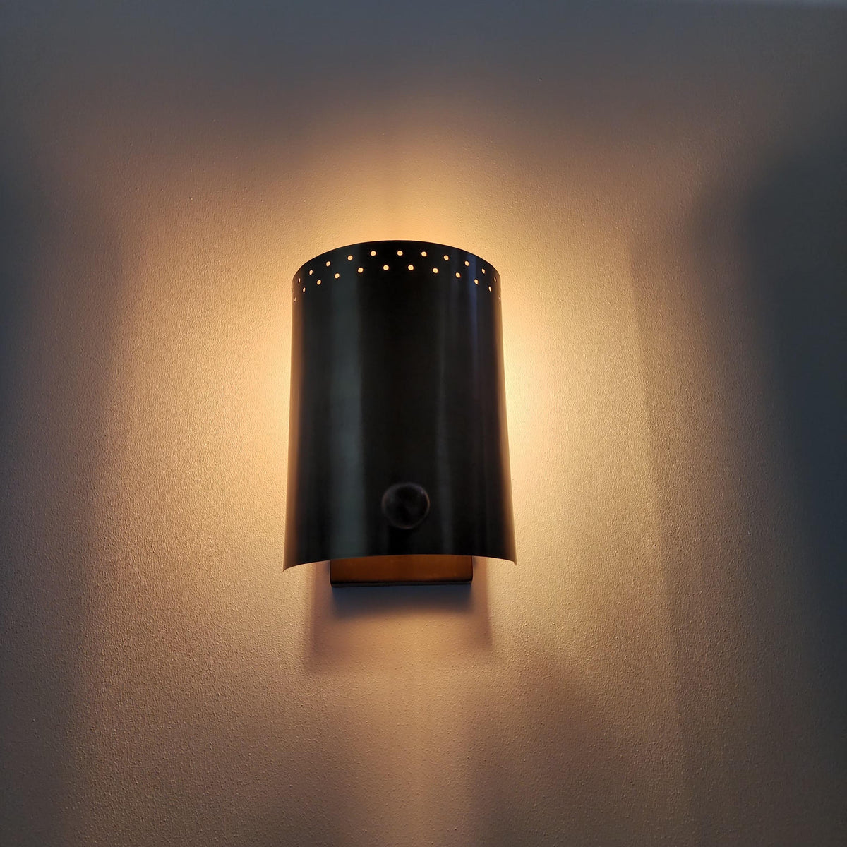 Minimalist Brass Wall Light With Perforated Top - Ember Lighting