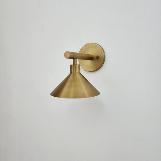 Modern Brass Wall Sconce with Cone Shade - Ember Lighting