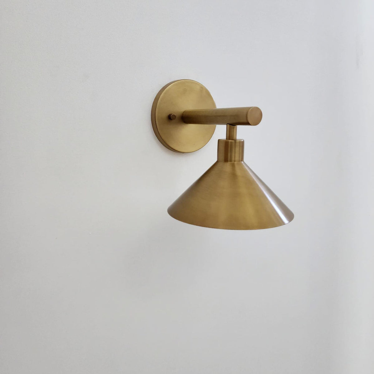 Modern Brass Wall Sconce with Cone Shade - Ember Lighting