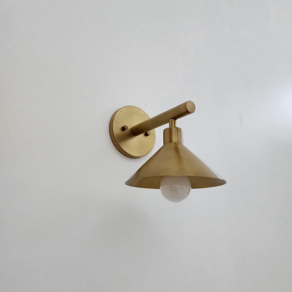 Modern Brass Wall Sconce with Cone Shade - Ember Lighting