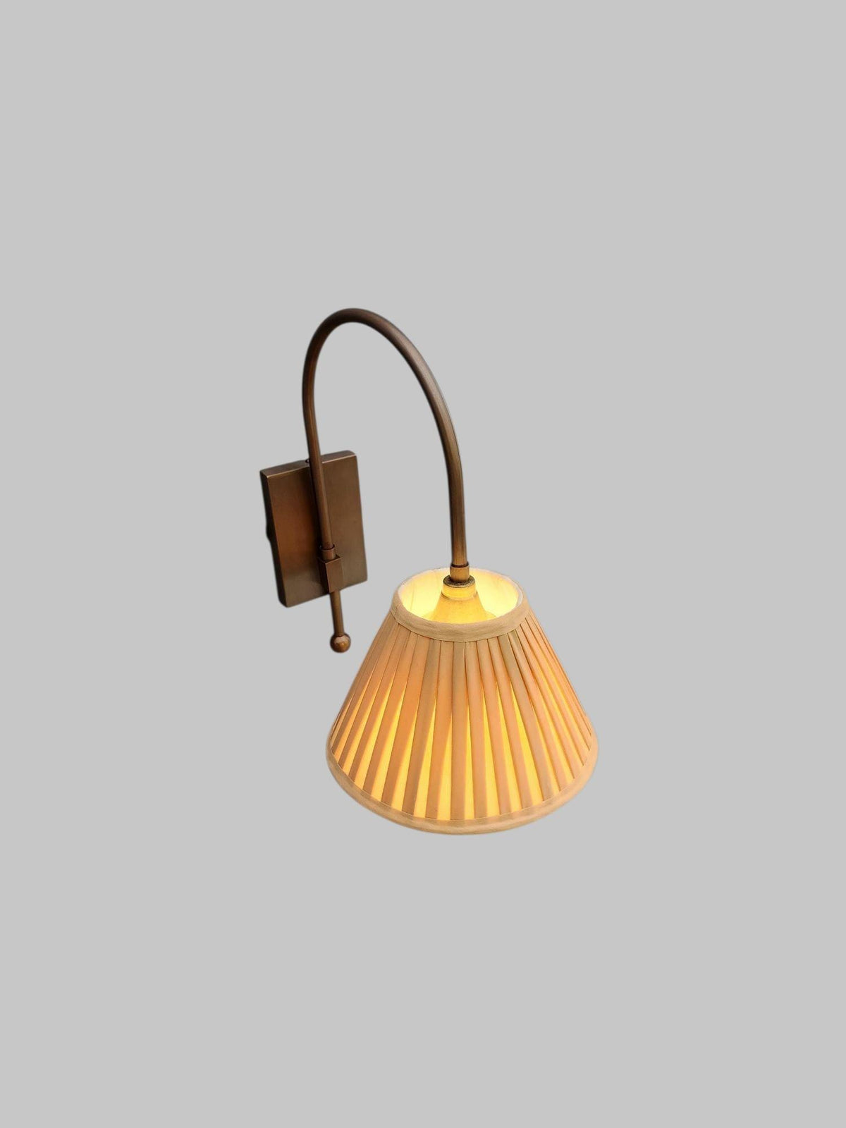Recycled Solid Brass Wall Sconce with Cotton Shade - Ember Lighting