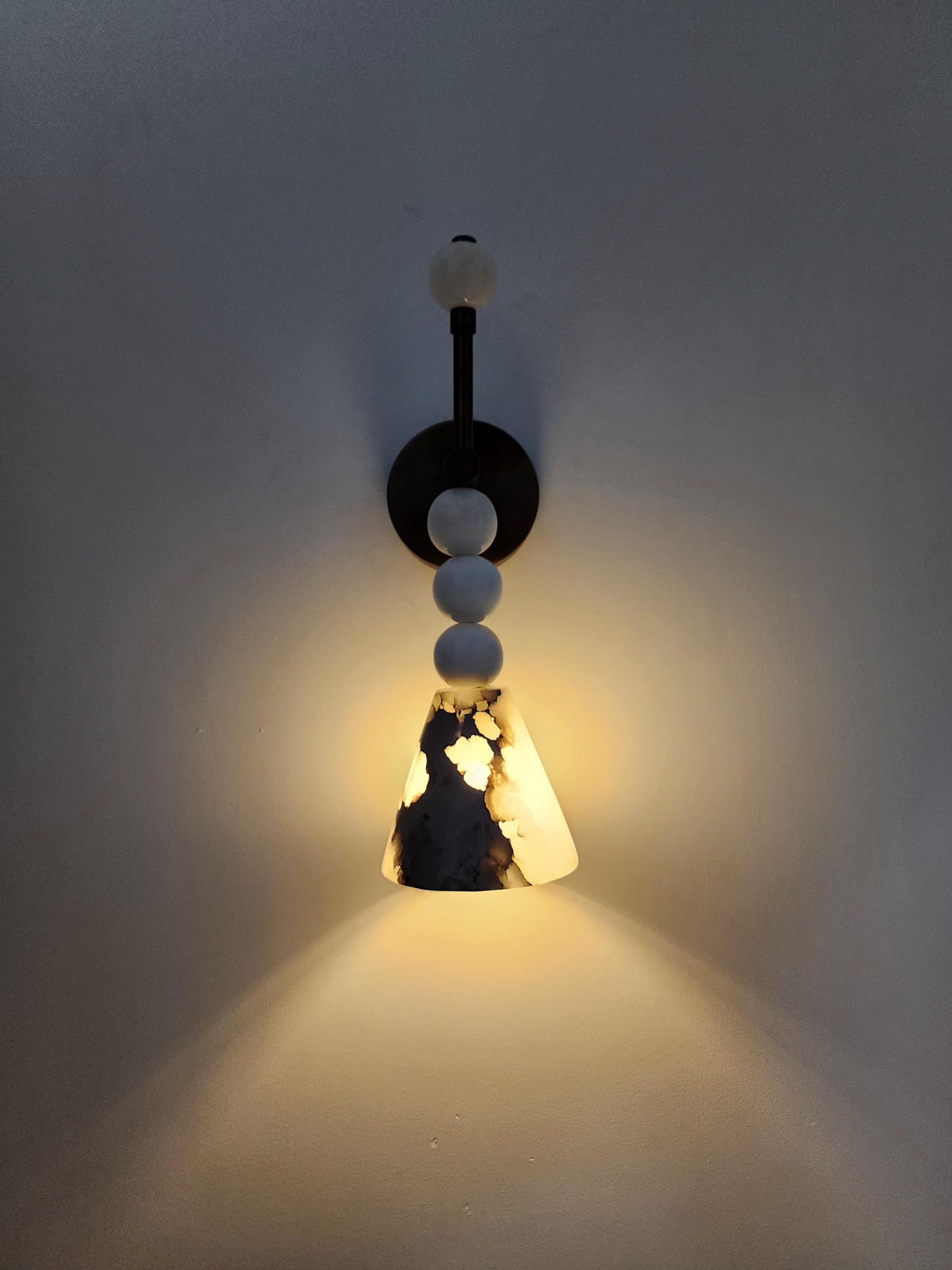 Sculptural Alabaster and Brass Wall Light for Bedroom - Ember Lighting