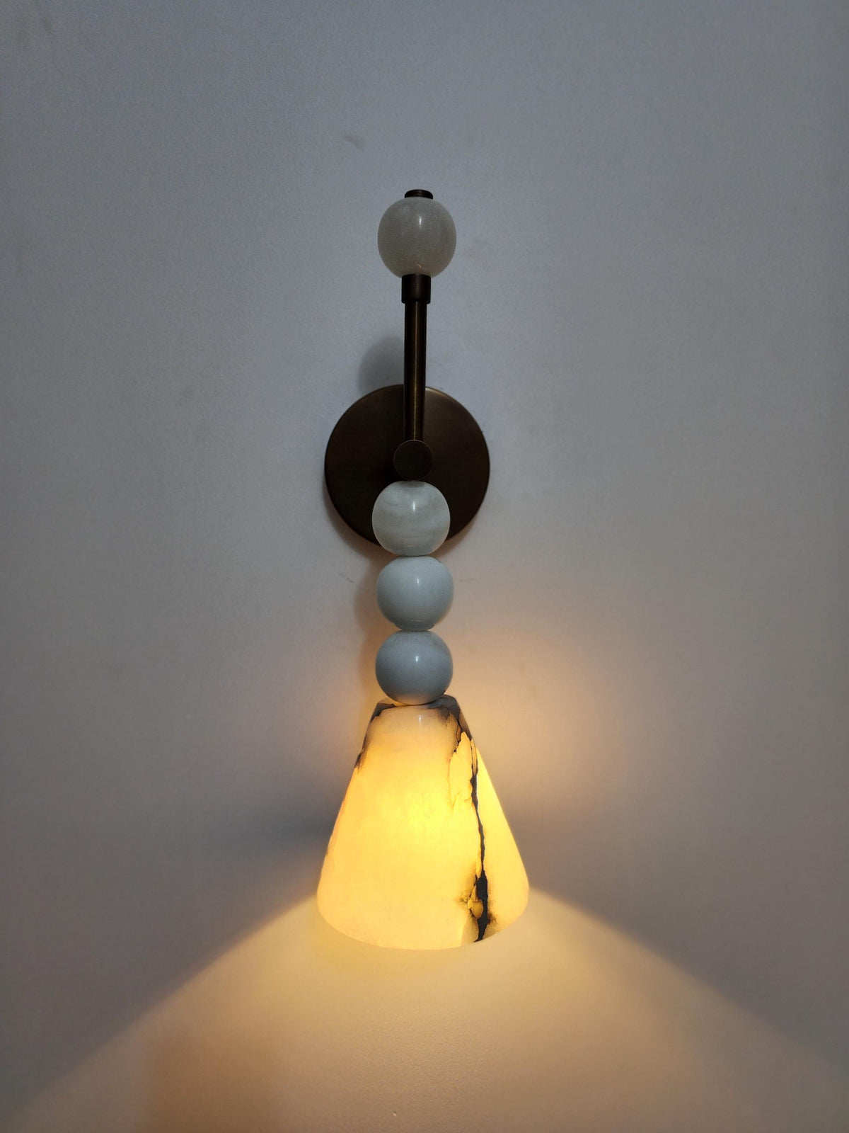 Sculptural Alabaster and Brass Wall Light for Bedroom - Ember Lighting
