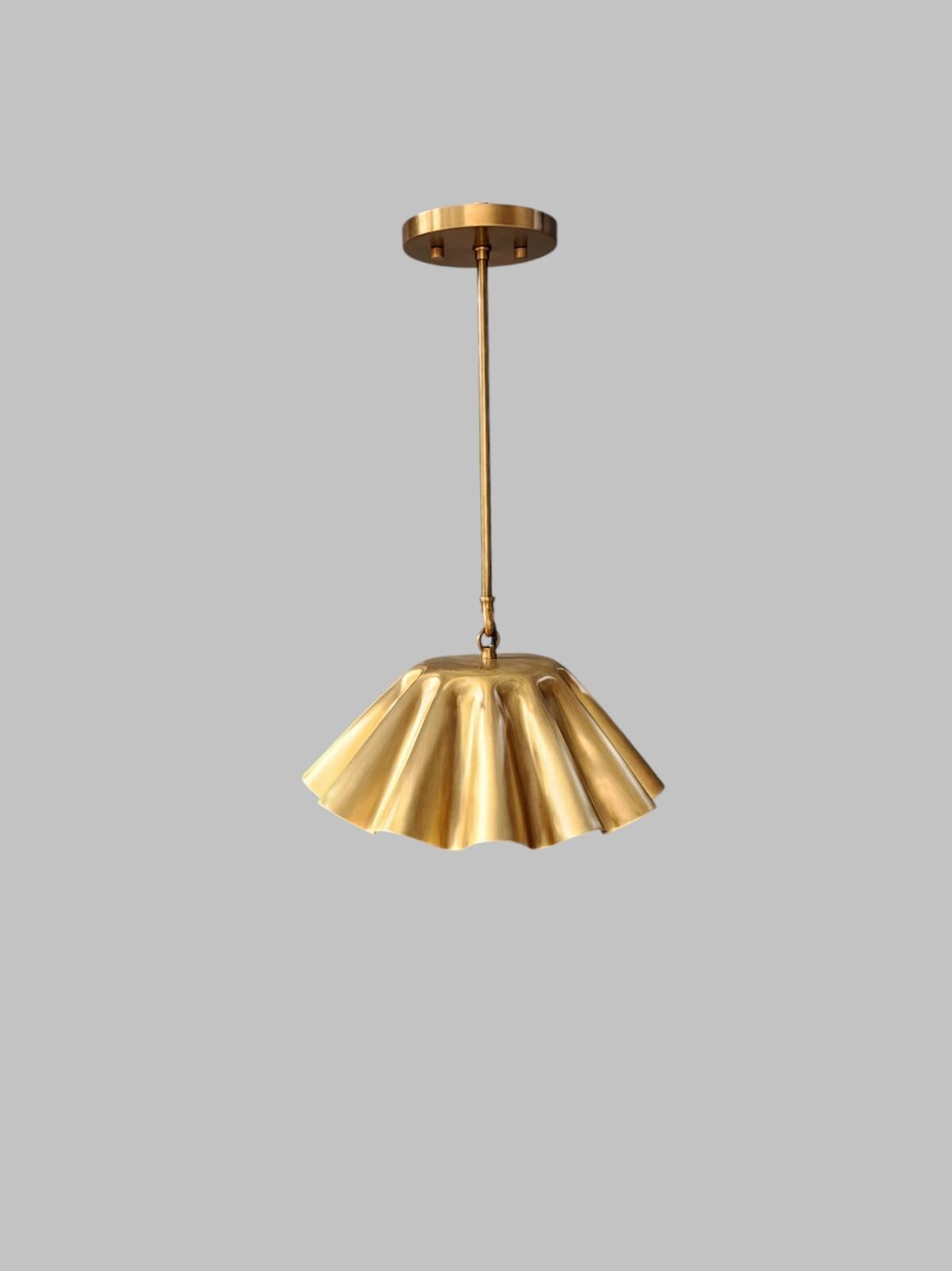 Single Light Brass Flush Pendant With Starburst Design - Ember Lighting