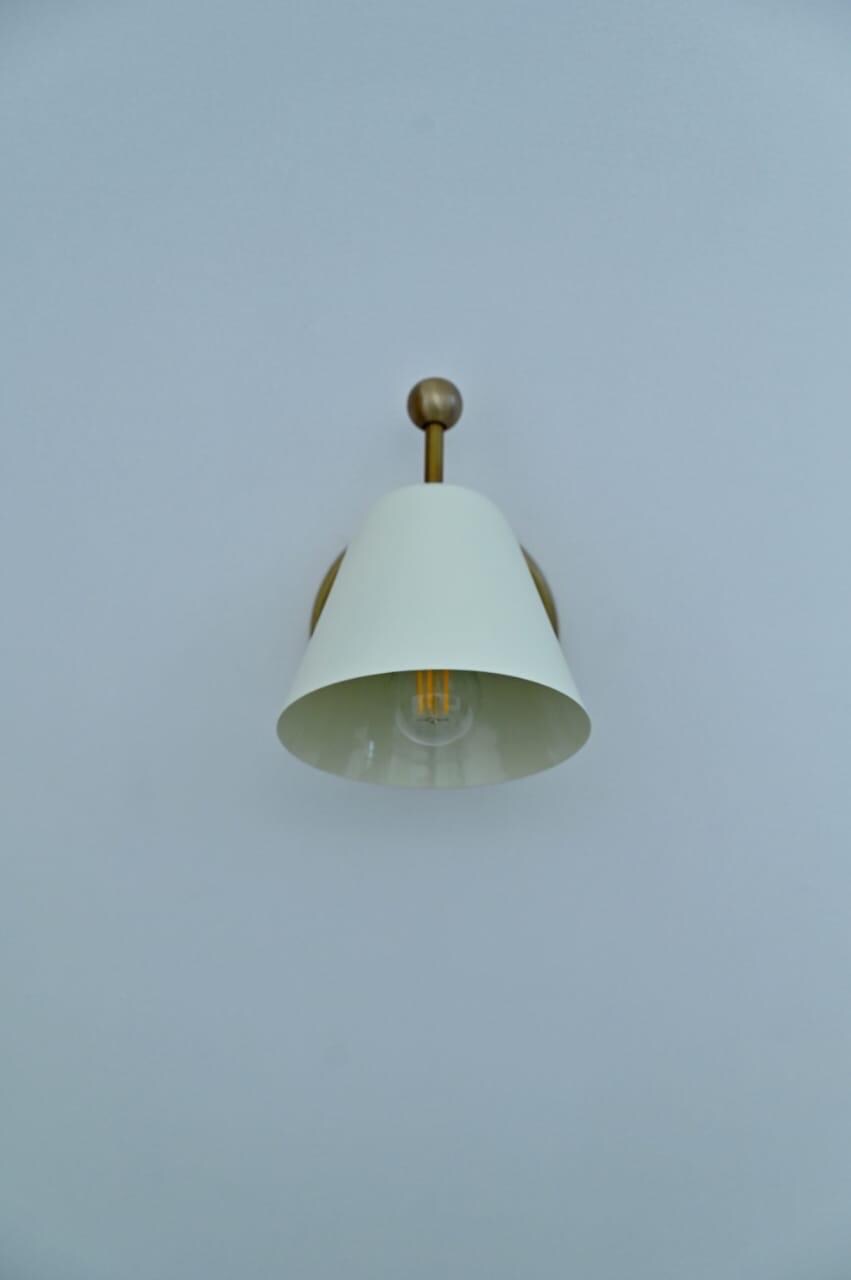 Solid Brass Wall Sconce With Ivory Shade | Ember Lighting