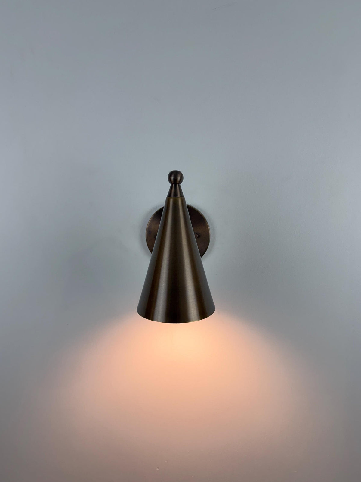 Vintage Brass Wall Light with Cone-Shaped Shade - Ember Lighting