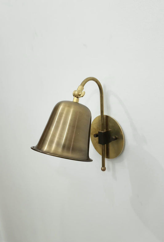 Vintage brass wall sconce with adjustable cone shade — Ember Lighting