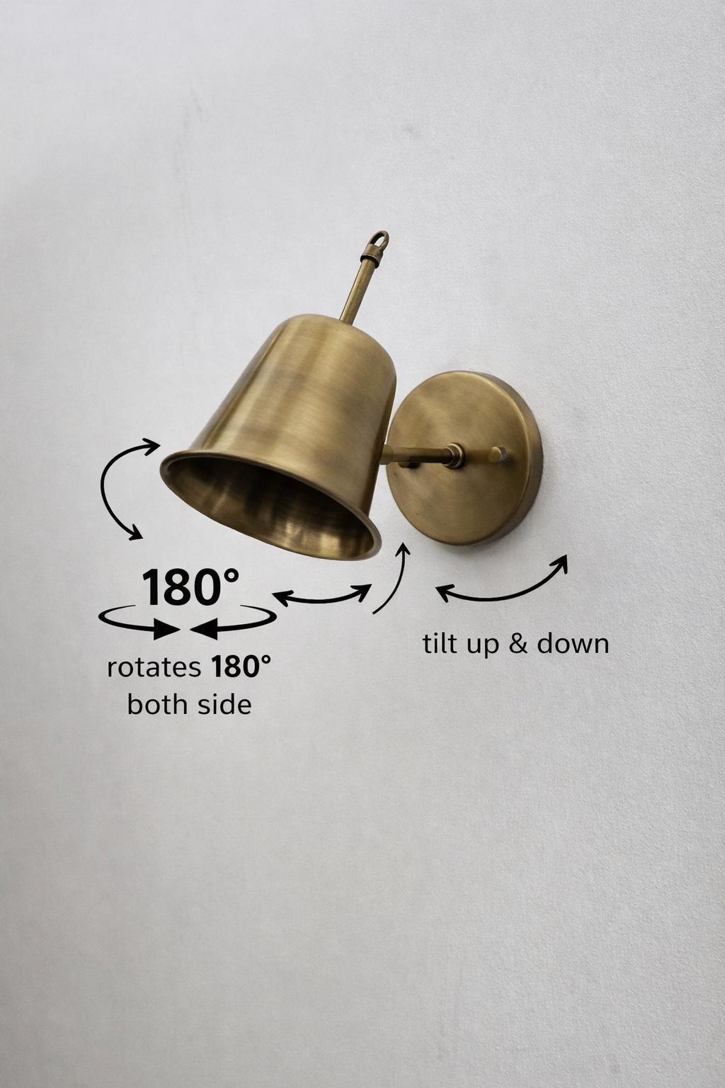 Vintage brass wall sconce with adjustable cone shade — Ember Lighting