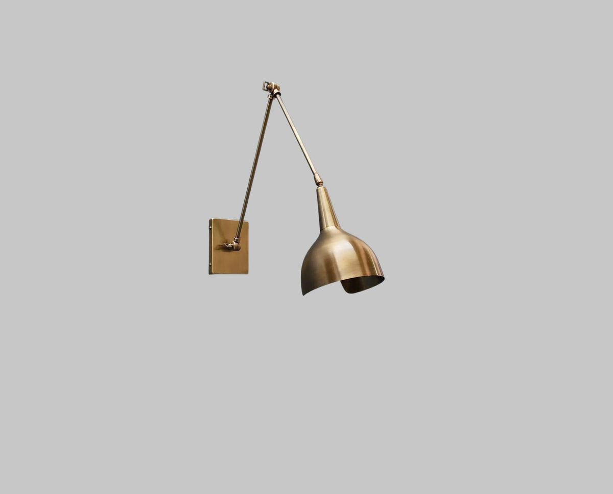 Vintage Brass Wall Sconce With Long Arm - Ember Lighting