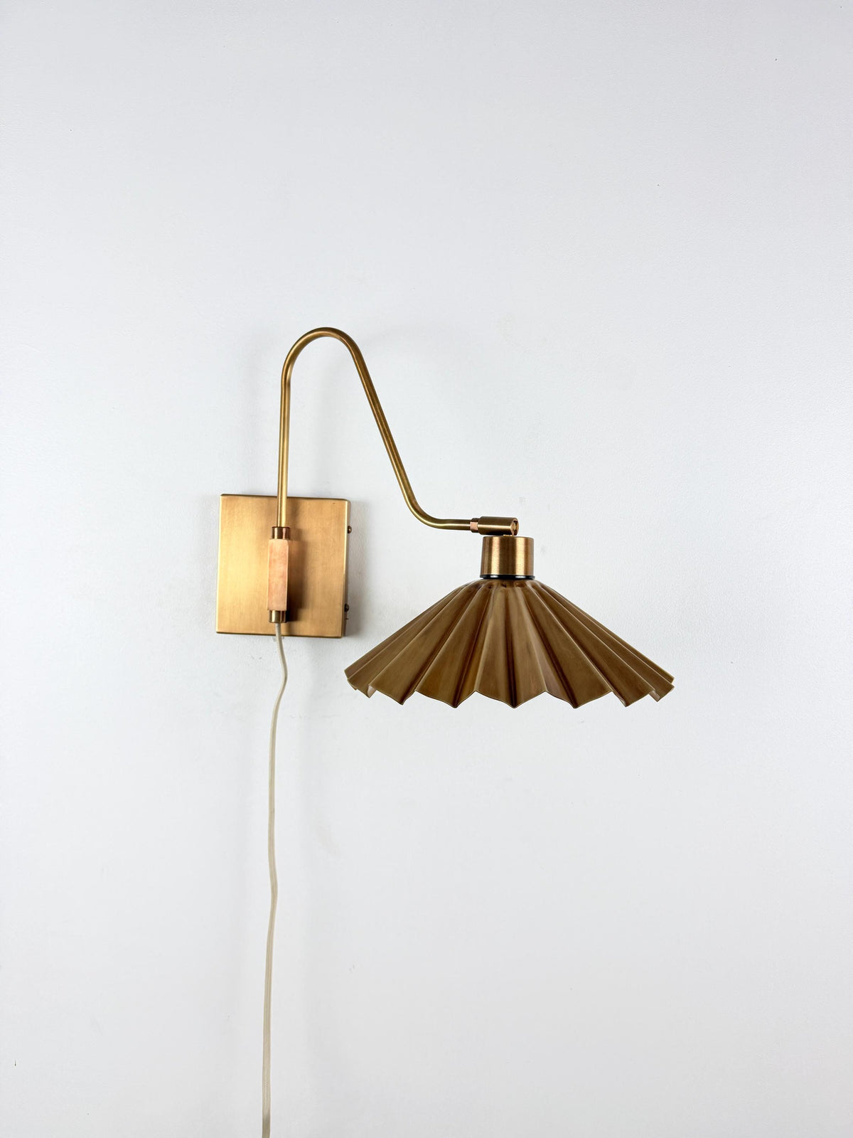 Vintage Brass Wall Sconce With Pleated Shade - Ember Lighting