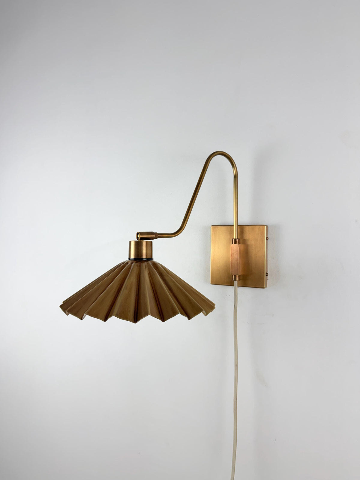 Vintage Brass Wall Sconce With Pleated Shade - Ember Lighting